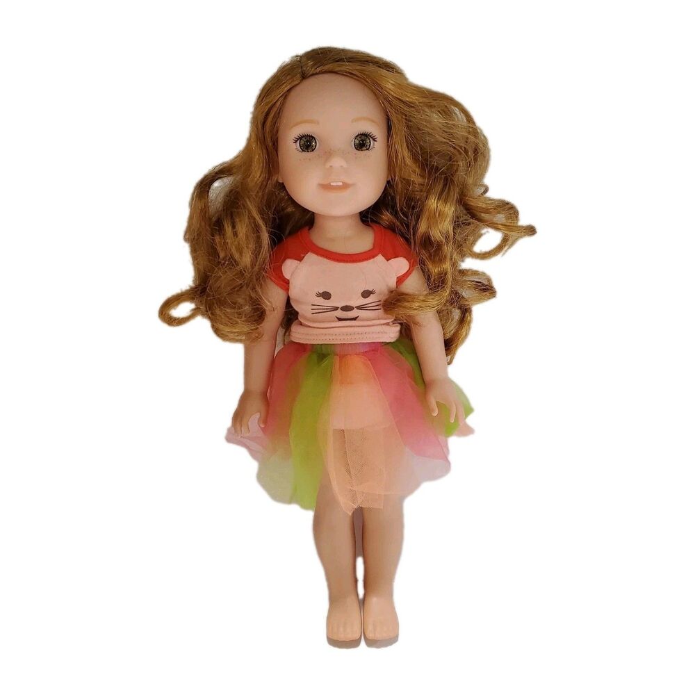 American Girl Wellie Wishers Willa Doll strawberry blonde w/ tutu skirt + top